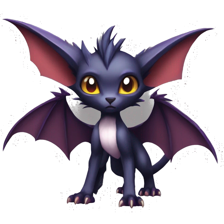  Kawaii Edgy Cool Vampiric Beautiful Noivern-Nargacuga-Litten with big Bat Ears full body emoji