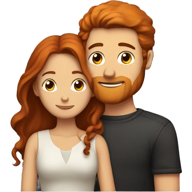 Red haired man hugging a long brown haired girl emoji