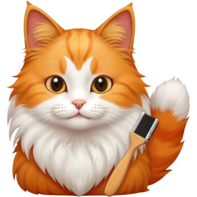 Cute cat brushing hair and cleaning emoji