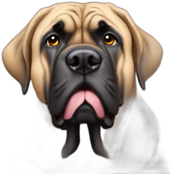 Curious English mastiff stare love mom emoji