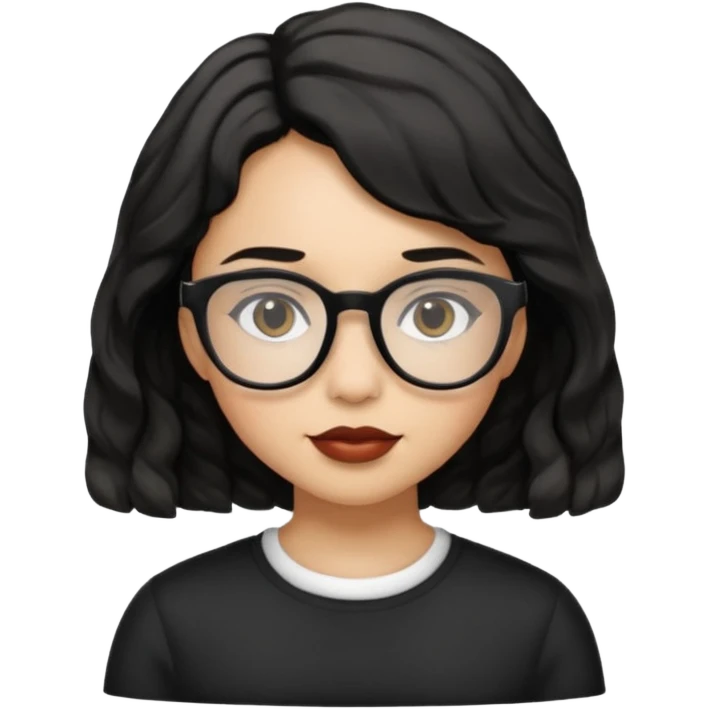 niña con pelo ondulado corto pero no tan corto color negro y lentes negros emoji