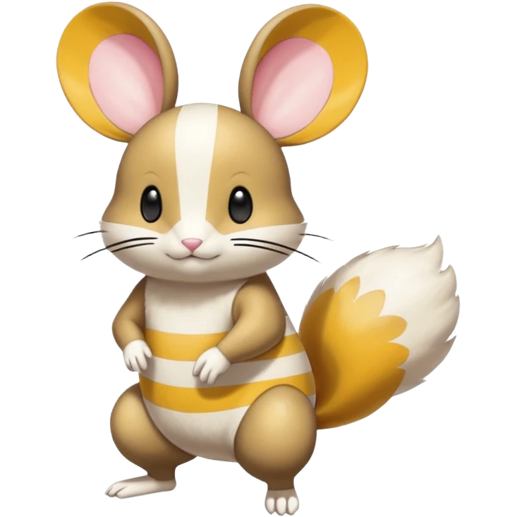 Dedenne-Cinccino-Emolga-fusion (full body) with vertical white stripes running down the whole body emoji