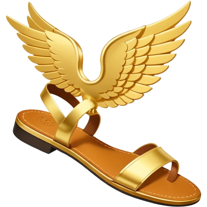 a single gold winged sandal of hermes (talaria), pointed down in mid air as if it is flying. minimalist. emoji