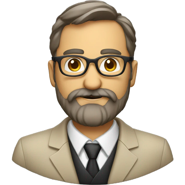 profesor con barba y gafas pasta grandes i negras emoji