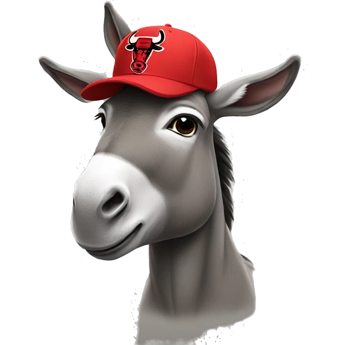 Donkey wearing a Chicago bulls hat emoji