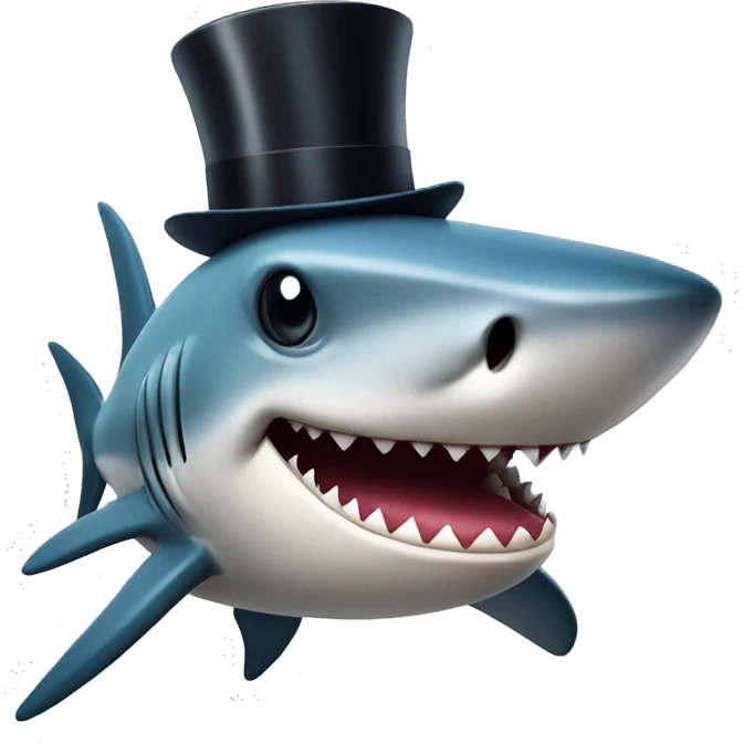Shark with a top hat emoji