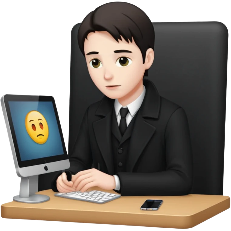 Man in black coat, desktop emoji