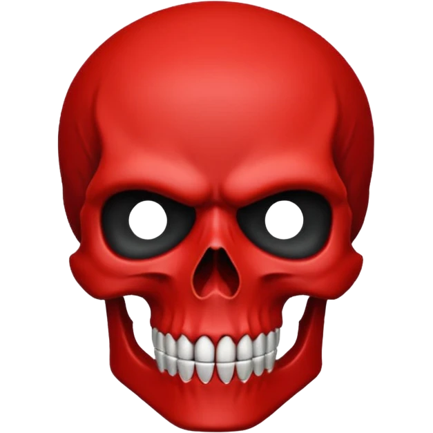 The image features a stylized red skull against a black background.
The image is composed primarily of two colors: a vibrant red for the skull and a deep black for the background. The skull occupies a large portion of the image and is drawn in a minimalist style, almost like a silhouette.  emoji