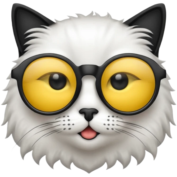 chat blanc à lunette a verre noir emoji