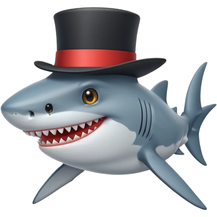 Shark with a top hat emoji