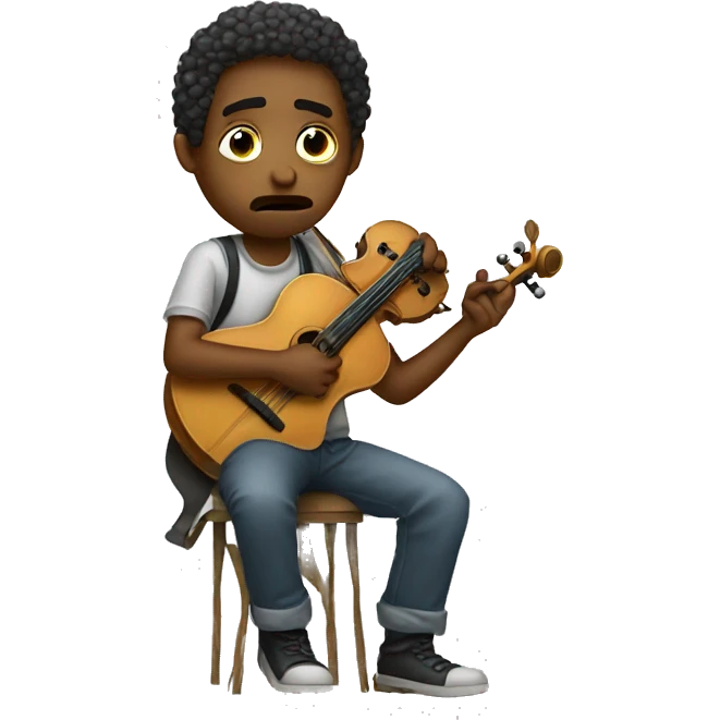 Sad musician holding his instrument emoji