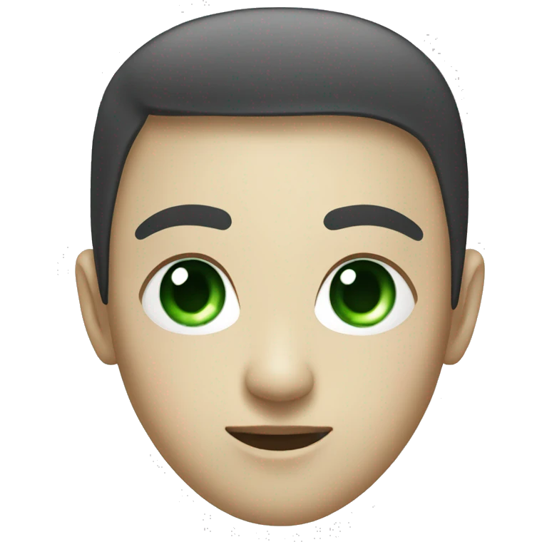Asian robot with green eyes emoji