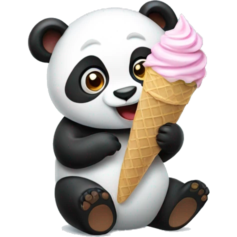 Panda eating ice cream emoji