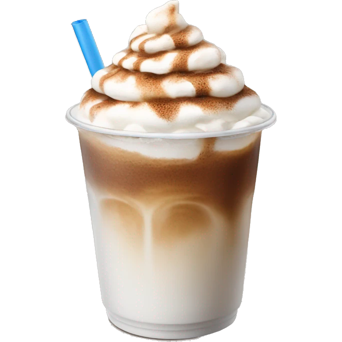 Iced coffee with cinnamon powder on whipped cream emoji