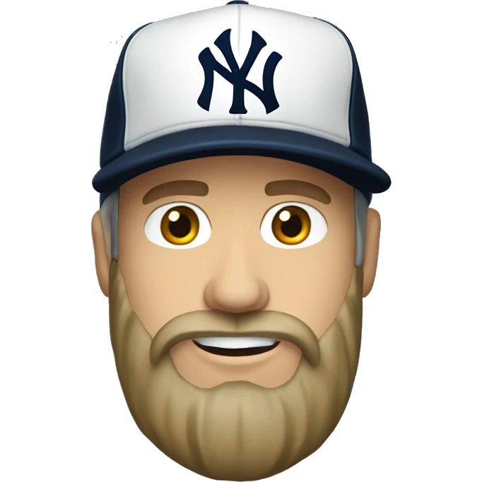 white guy with a beard and a fitted New York Yankees hat backwards. emoji