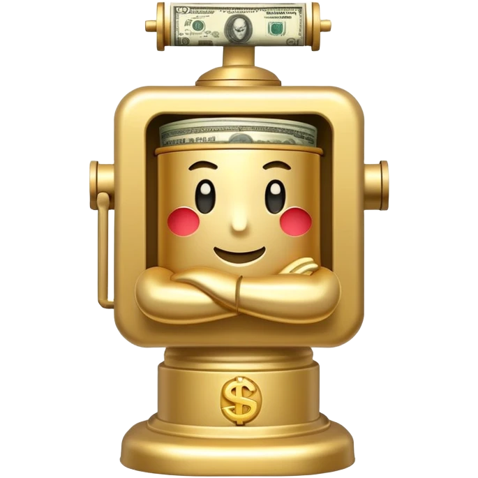 Money dispenser with crossed arms emoji