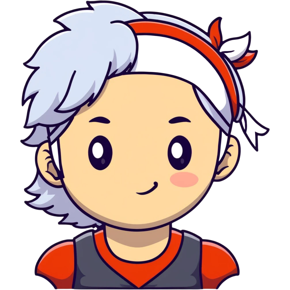 Tengen Uzui with a smirk, Sound Hashira from Demon Slayer, white hair, headband, muscular emoji
