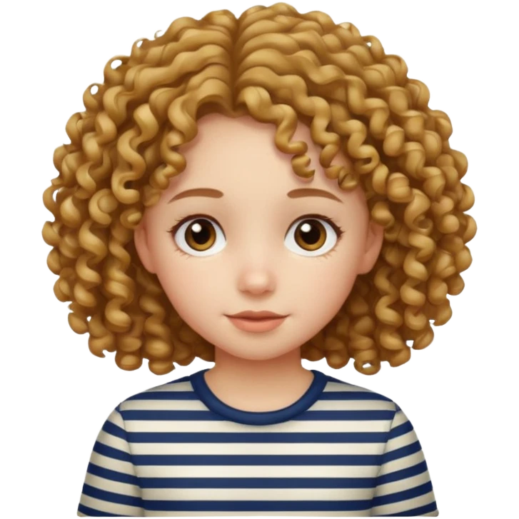 CURLY HAIR GIRL KID IN STRIPES emoji