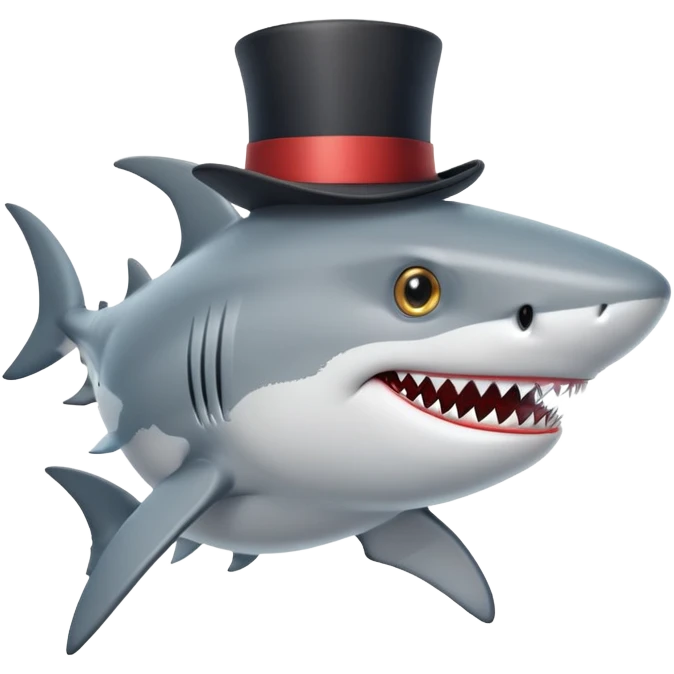 Shark with a top hat  emoji