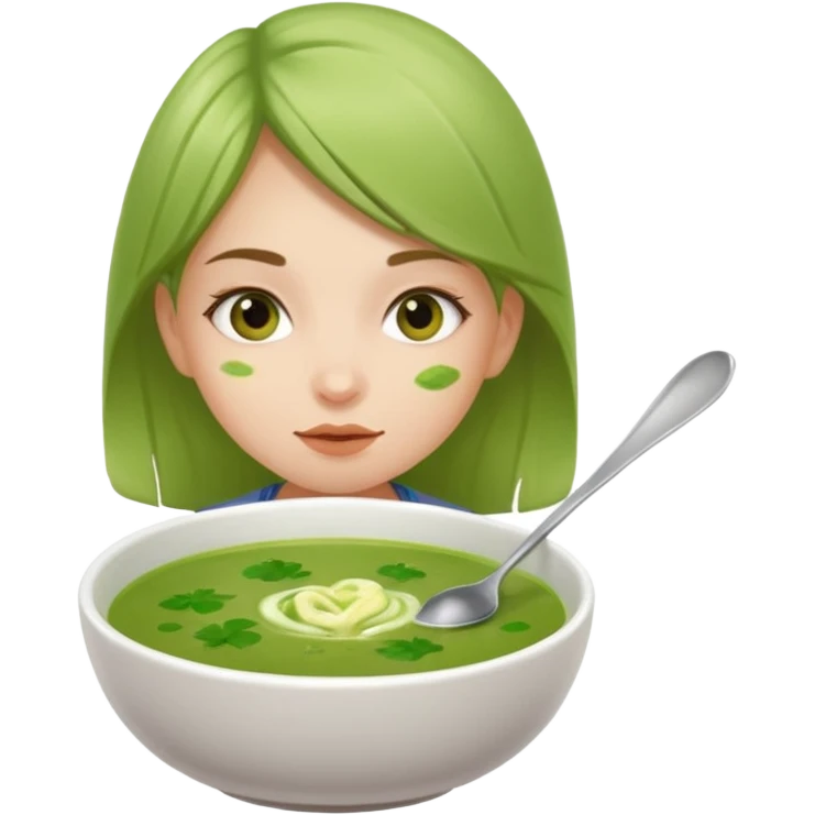 Je veux une fille qui mange une soupe verte emoji