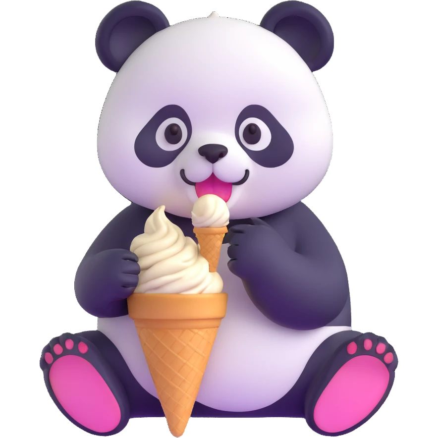 panda eating ice cream emoji