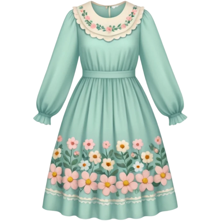 Cottagecore style ultra cute vintage material dress emoji