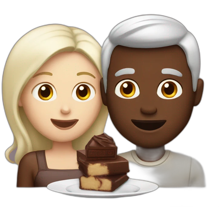 white couple eating chocolat emoji