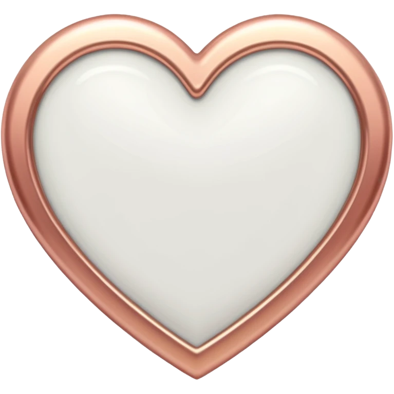 white heart with metallic rose gold border emoji