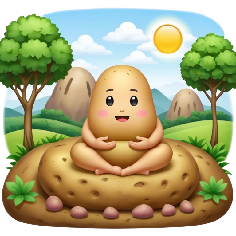 kawaii meditating potato landscape emoji