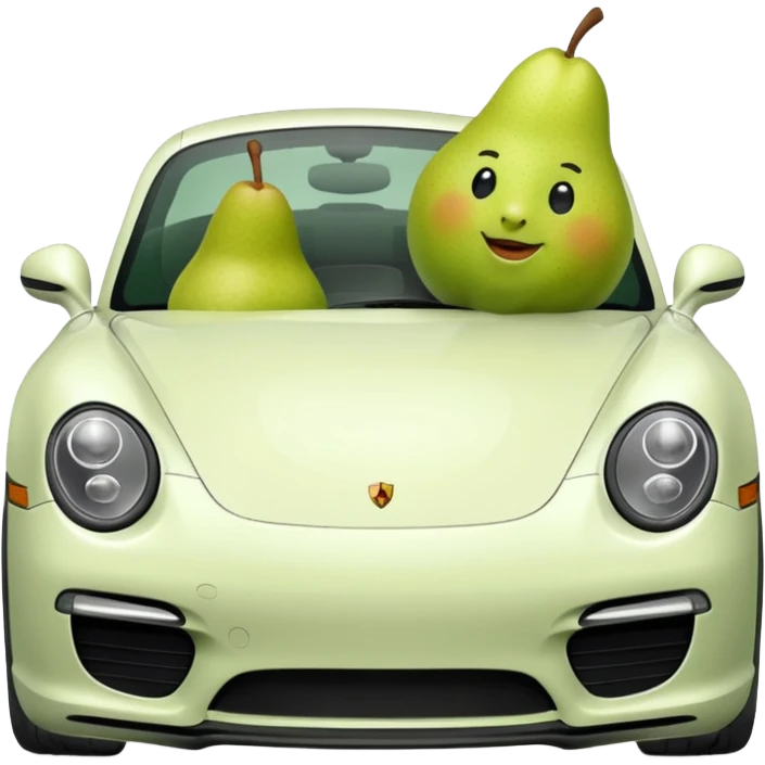 plain pear in a porshce withe black rims emoji