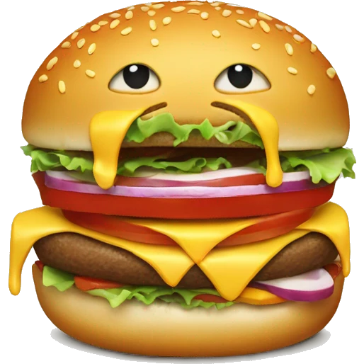 Smiley eating a burger  emoji
