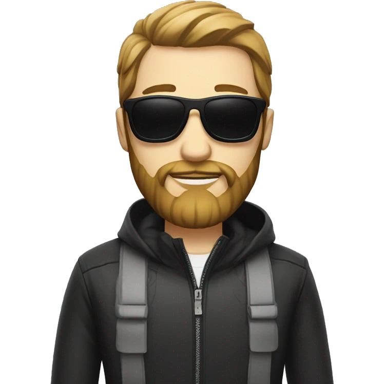 a man, with white skin, with a beard wearing black sunglasses emoji