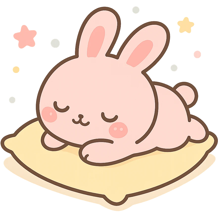 pink bunny sleeping on pillow emoji