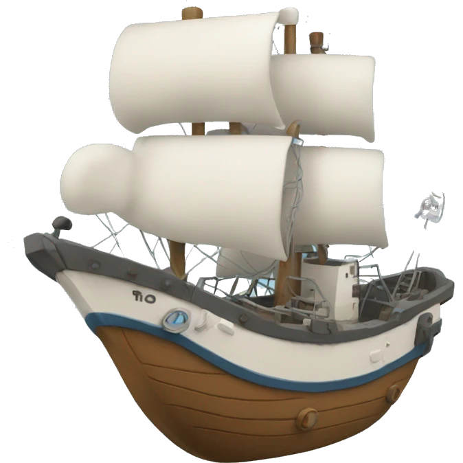 featuring a playful ship surrounded by coding elements. emoji