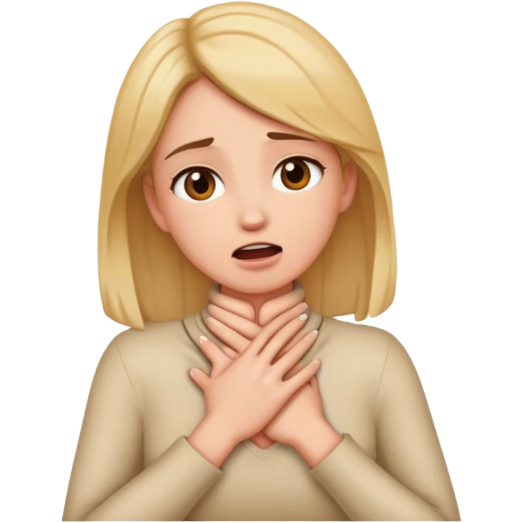 female choking with hands emoji