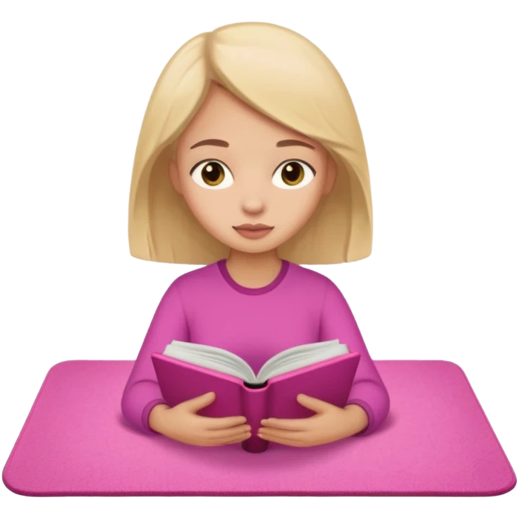 The girl is reading nomoz in the pink carpet of nomoz emoji