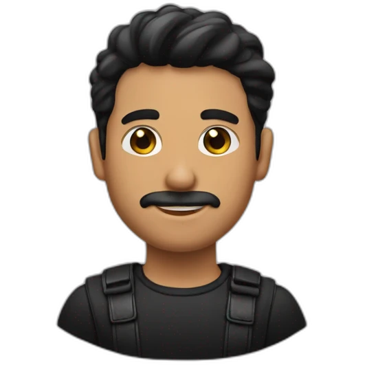 hombre de piel morena y cabello negro emoji