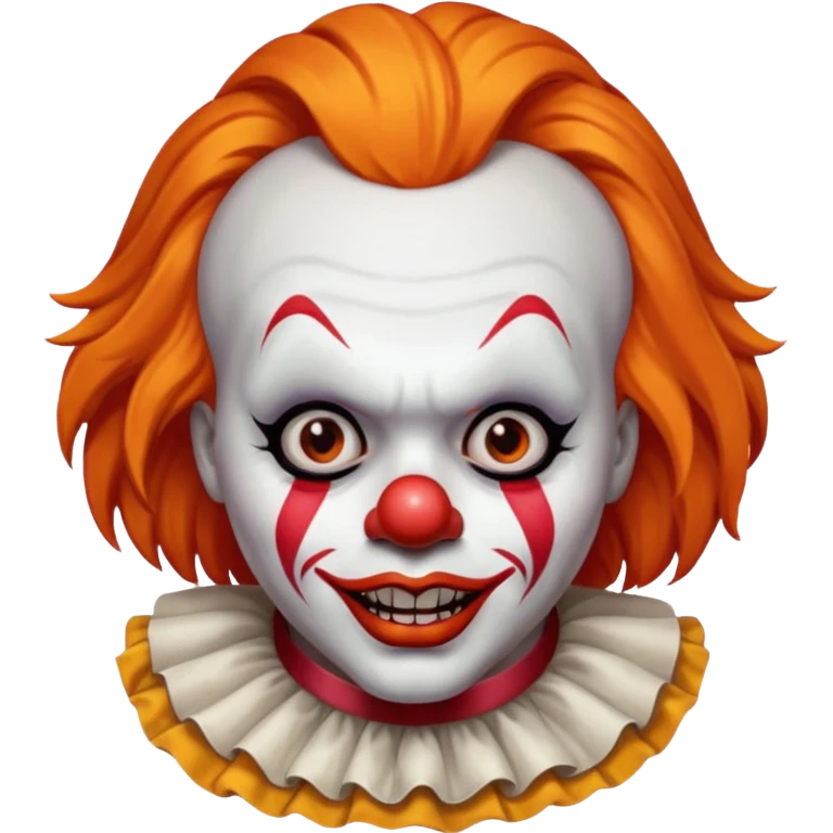 The clown from the movie IT With a little orange hair with the scary lip emoji