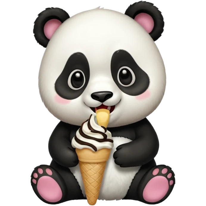 Panda eating ice cream emoji