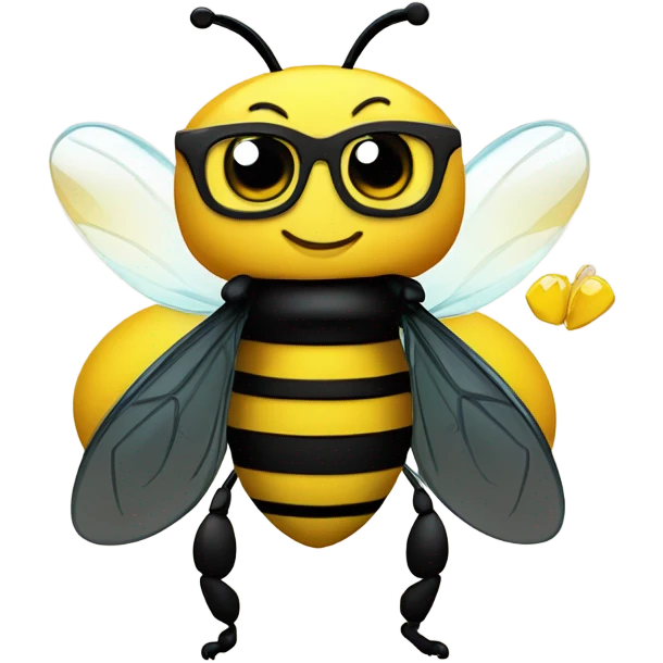 Bumble bee wearing happy new year 2025 glasses emoji