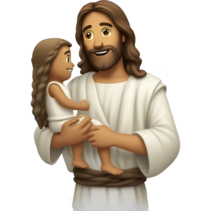 Jesus abraçando um menino branco de cabelo escuro  emoji