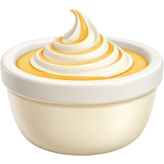 fromage blanc, small dollop or swirl, thick creamy white, soft glossy, gentle peaks, optional simple ramekin, smooth dense texture, no toppings, spoon, fruit, or faces, clean 3D, soft shadows, transparent background, emoji scale emoji
