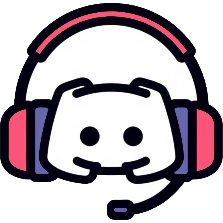 Discord logo with headphones, gaming communication app emoji