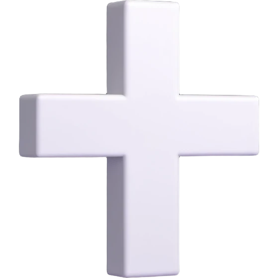 white plus sign, 3D with soft shadows, Microsoft fluent emoji style emoji