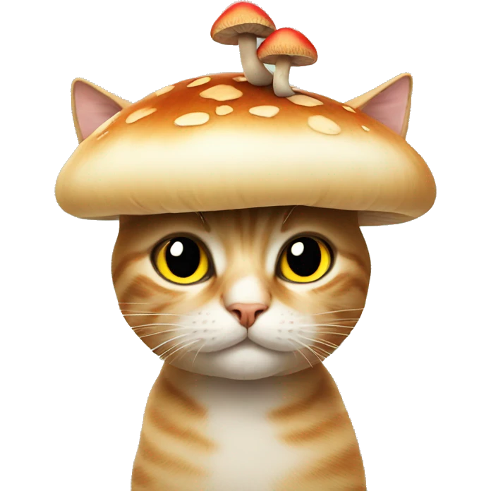 cat with a mushroom on head emoji