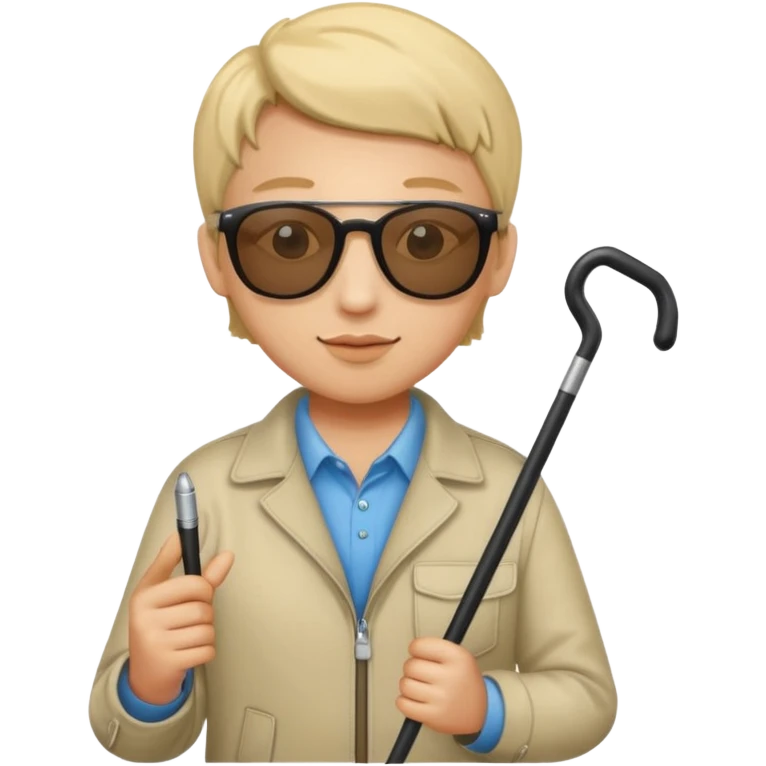 A blind person wearing sunglasses and holding a guide cane emoji