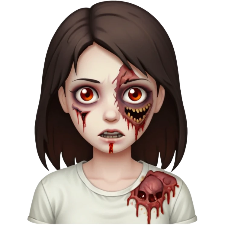 brunette zombie girl with white shirt  emoji
