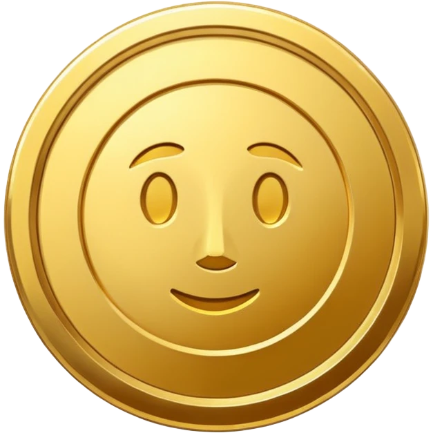 basic golden coin, simple, shiny emoji