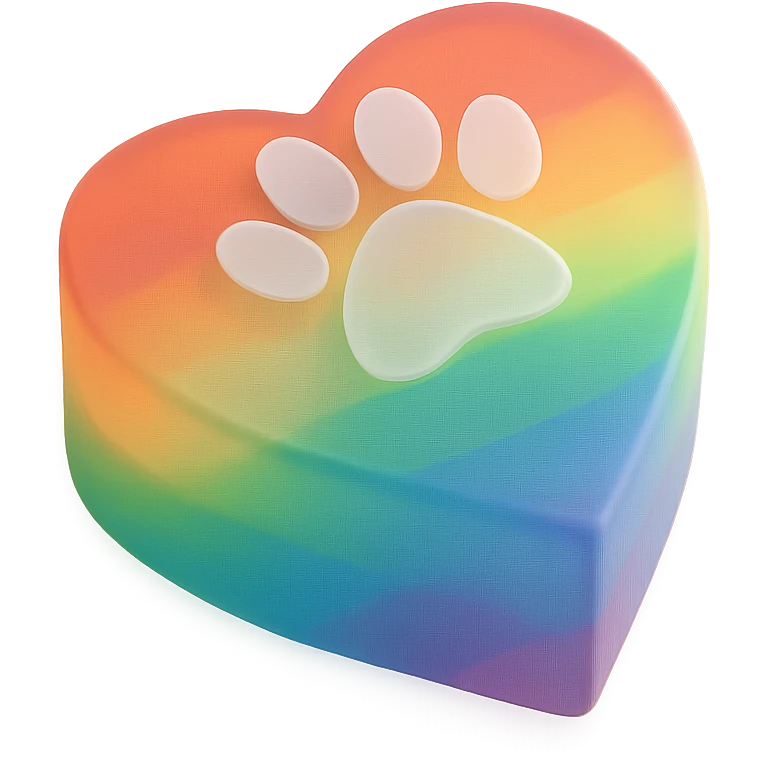 rainbow pride heart with a paw print on top, no text emoji