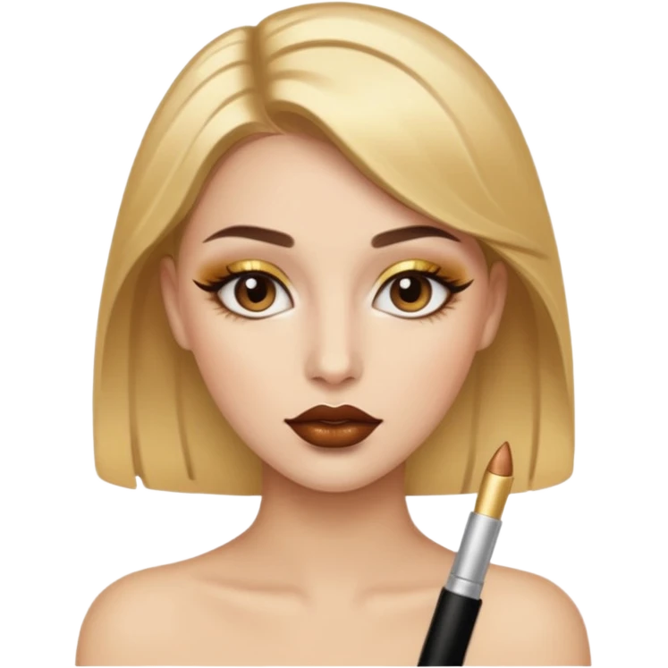 accesories lip gloss brown with makeup gold emoji
